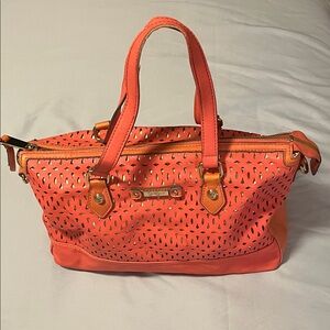 JESSICA SIMPSON Coral Gold Satchel Bag Purse Pocketbook